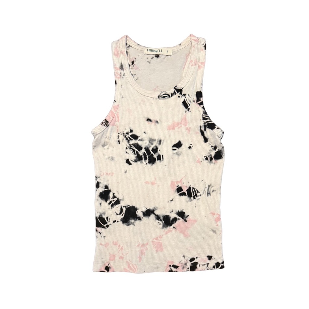 Fairwell Girls Tank Size 6 White Black Pink tie dye Soft Girl Trendy Streetwear